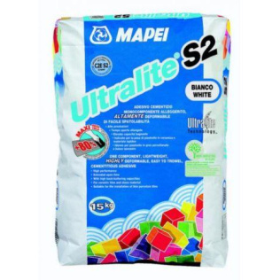 Клей для керамогранита Mapel ULTRALITE S2 белый, мешок 15 кг