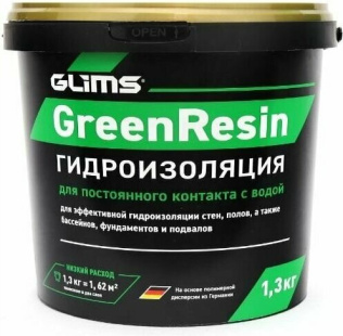 GreenResin Гидроизоляция герметик GLIMS 1.3 кг ведро